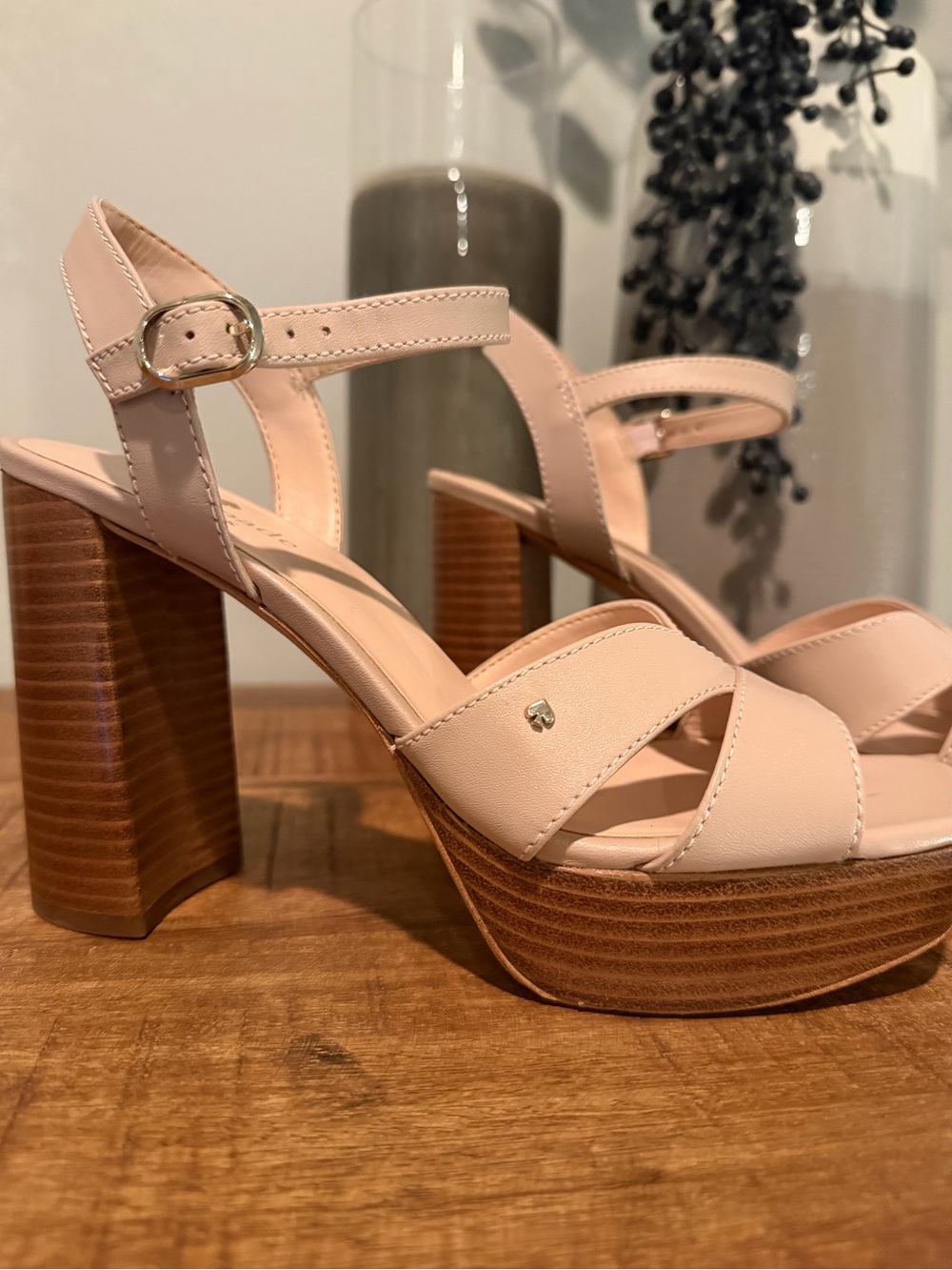 kate spade Cream Demi Platform Block Heel Sandals